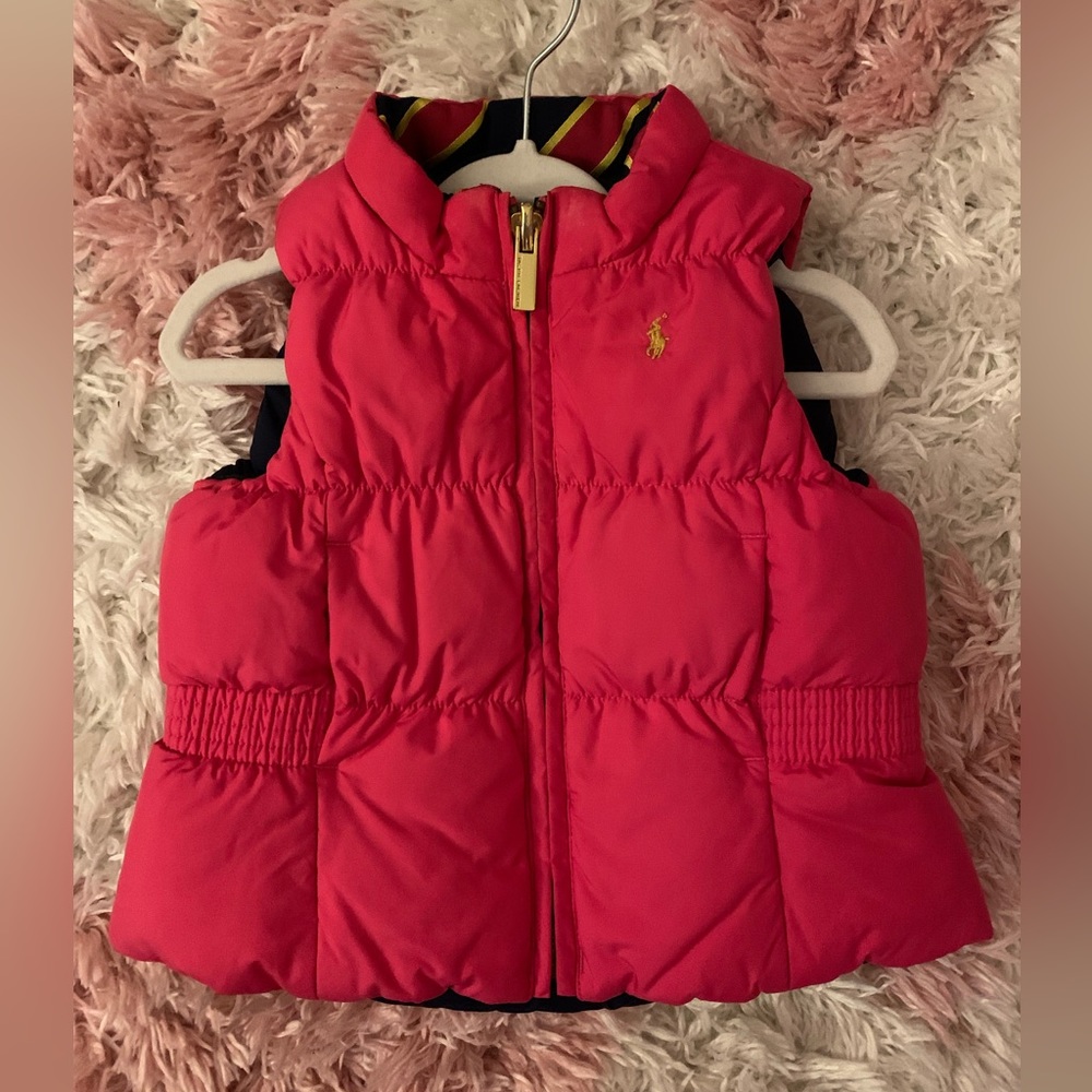 Polo Ralph Lauren pink and navy reversible puffer vest